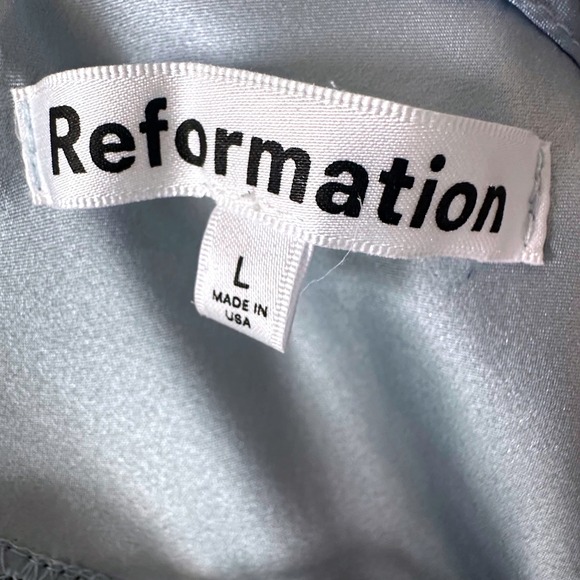 Reformation Provence Slip Dress Lace Trim Midi Dress Light Blue Large Silk - Picture 5 of 6